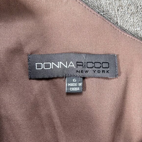 Donna Ricco A-Line Dress Women's 6 One Shoulder Party Cocktail Brown-ish Gray - Picture 7 of 13